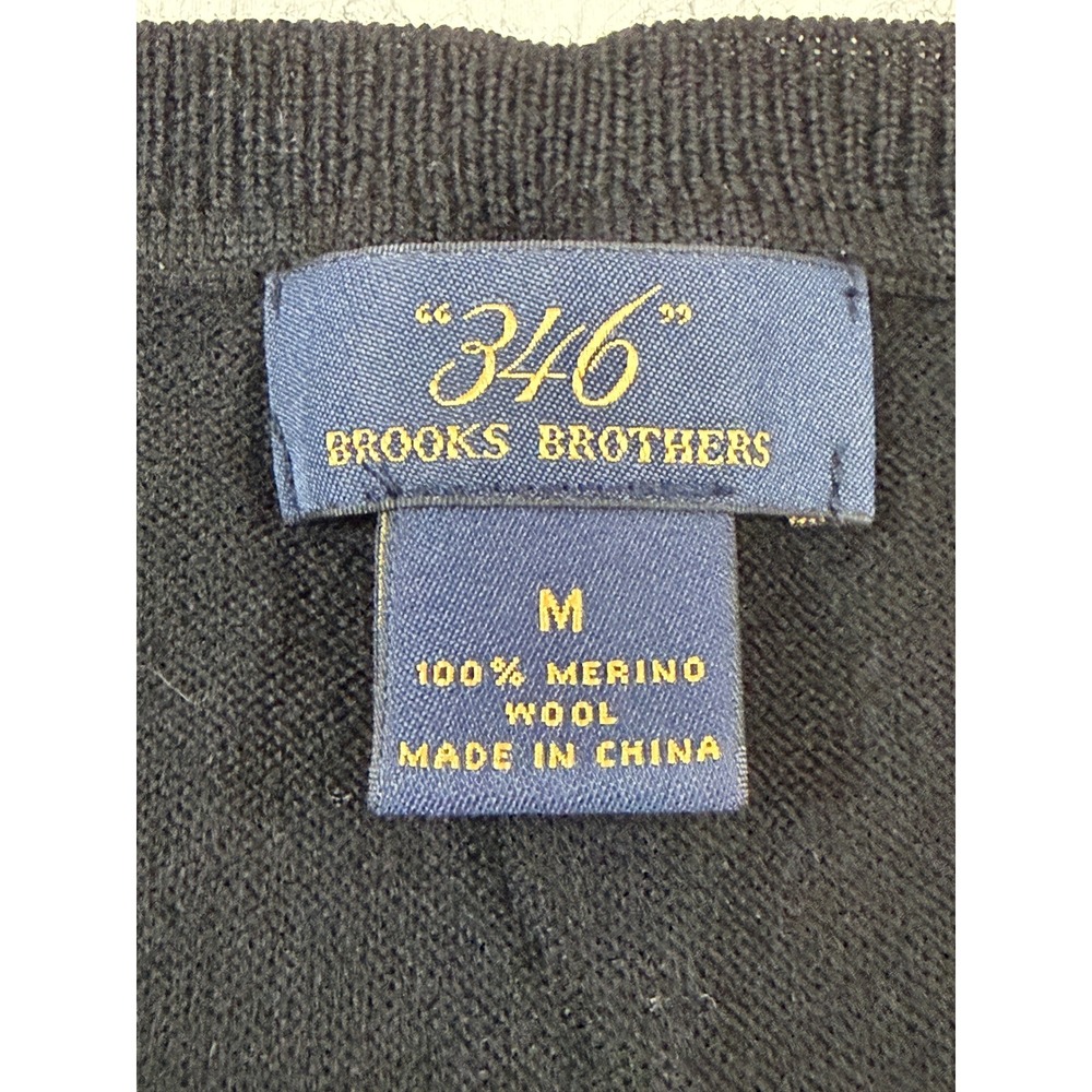 Brooks Brothers 346 M Black Argyle 100% Merino Wool Sleeveless Sweater Vest - Picture 2 of 7